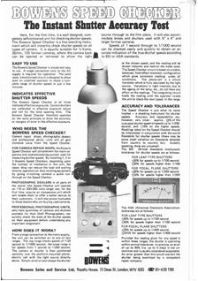 Bowens Ltd Speed Checker manual. Camera Instructions.